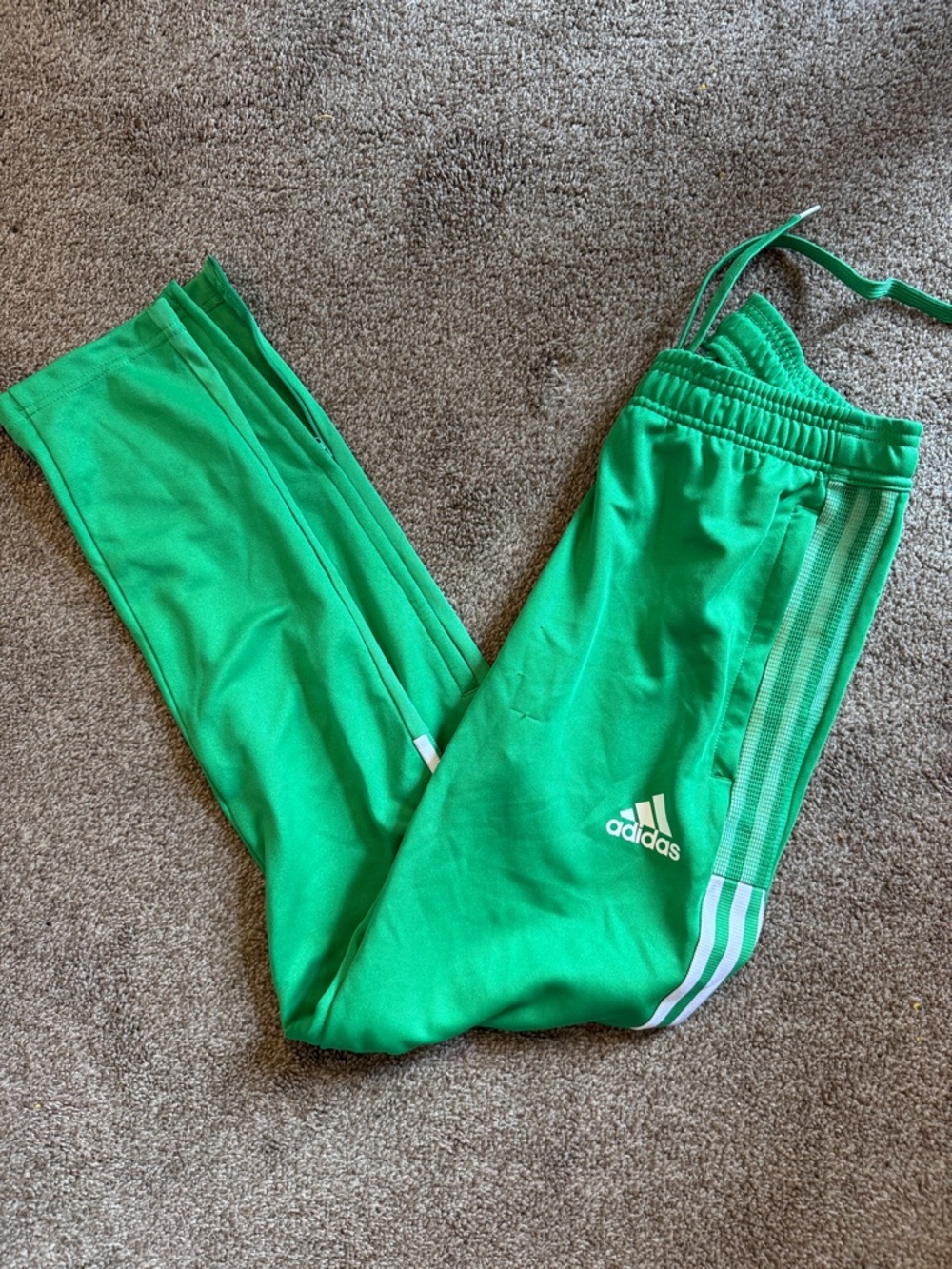 adidas Bright Green woman’s Joggers with White 3-Stripes